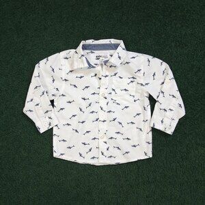 Kids Headquarters White Shark Print Button-Up Shirt